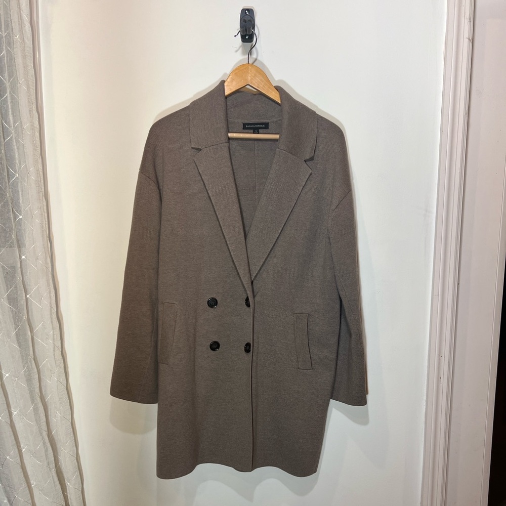 Banana Republic Heavy Cotton Elegant Brown Double-Breasted Coat Jacket